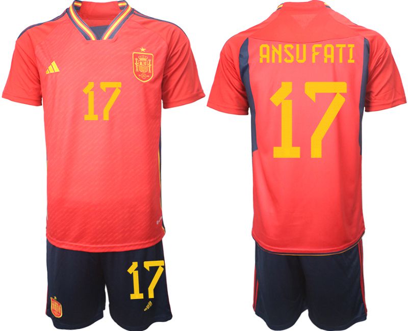 Men 2022 World Cup National Team Spain home red 17 Soccer Jerseys